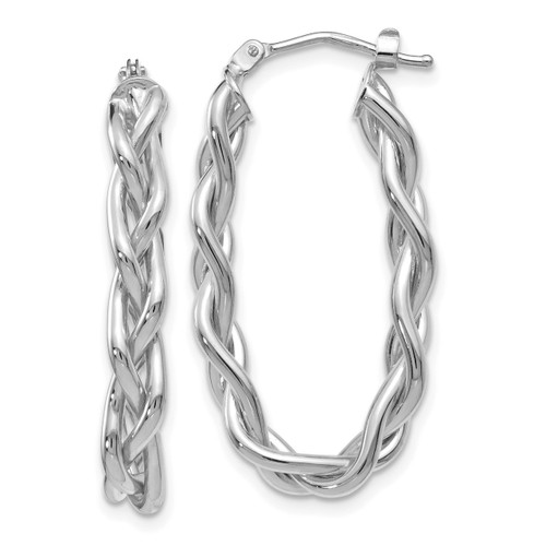 Braided Hoop Earrings 14K White Gold LE1476