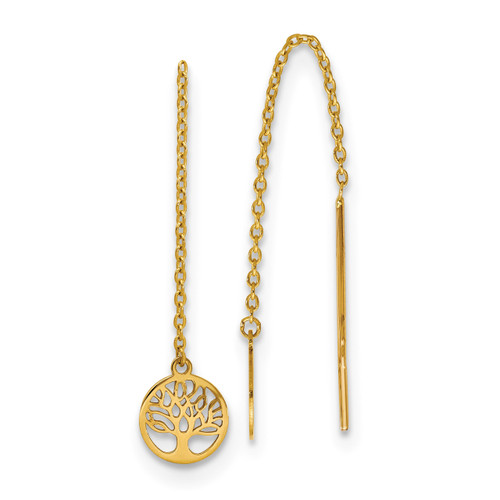 Tree of Life Threader Earrings 14k Gold Polished LE1501
