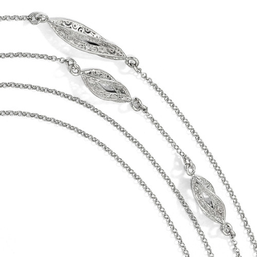 Filigree Multi-strand Fancy Necklace 30 Inch Sterling Silver Polished by Leslie's Jewelry MPN: QLF848-30, UPC: 191101176098