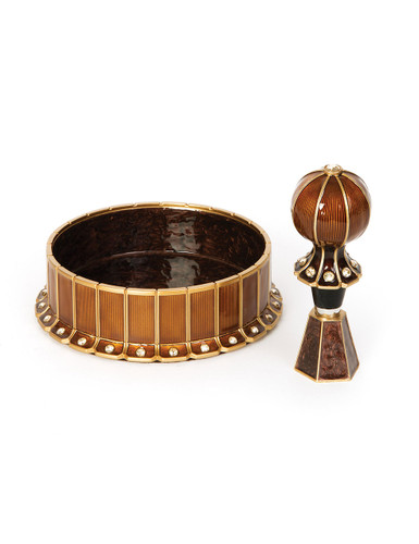 Jay Strongwater Hansen Wine Coaster with Wine Stopper and Stand Coaster Amber SDH2463-274