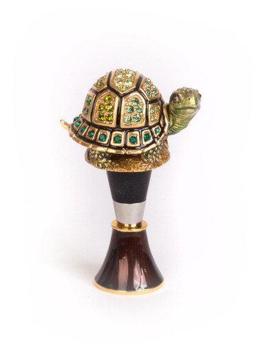 Jay Strongwater Evan Turtle Wine Stopper and Stand Natural SDH6615-280