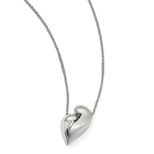 Magnetic Heart Adjustable Necklace Sterling Silver Polished & Satin QPA113 UPC: 852661396011