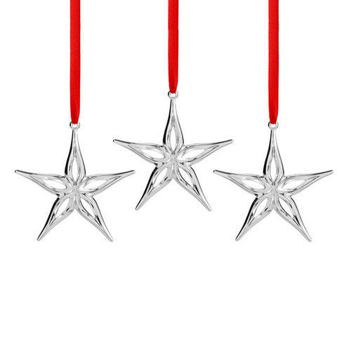 Nambe Star Mini Ornaments Set of 3 Silver Plate MT0878