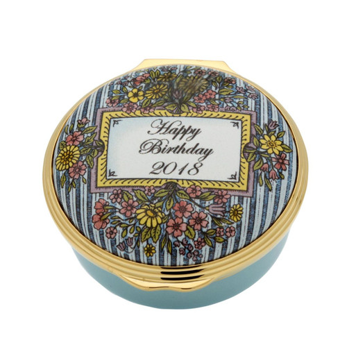 Halcyon Days 2018 Happy Birthday Enamel Box ENHB181201G