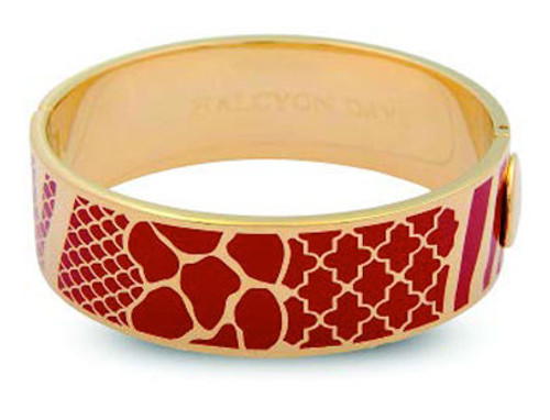 Halcyon Days 2cm Wildlfe Red Gold Hinged Bangle HBWDL0620G