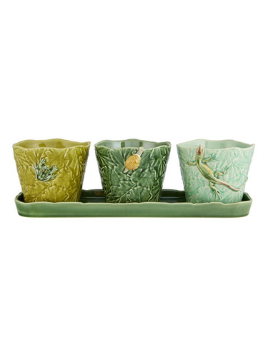 Bordallo Pinheiro Garden of Insects Set of Vases with earth bugs Decorated 65019407