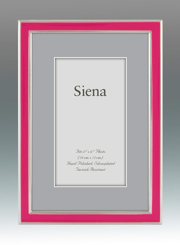 Tizo Narrow Enamel Hot Pink Silver-plated Picture Frame 4 x 6 Inch