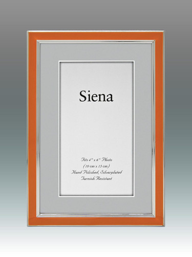 Tizo Narrow Enamel Orange Silver-plated Picture Frame 4 x 6 Inch