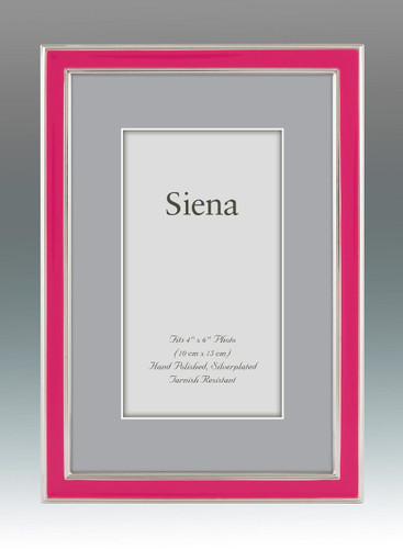 Tizo Narrow Enamel Pink Silver-plated Picture Frame 4 x 6 Inch