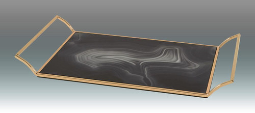 Tizo Tray Platter Marble Grey with Gold Handles, MPN: TA815GYTY