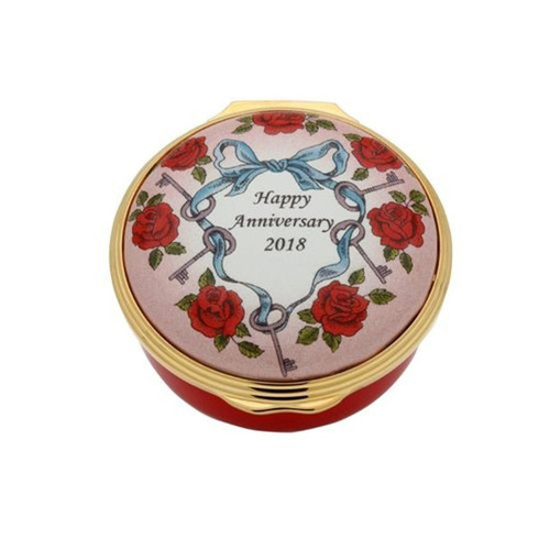 Halcyon Days 2018 Happy Anniversary Enamel Box ENHA180601G