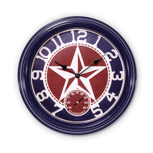Indoor Outdoor Star Wall Clock with Temperature GM19015