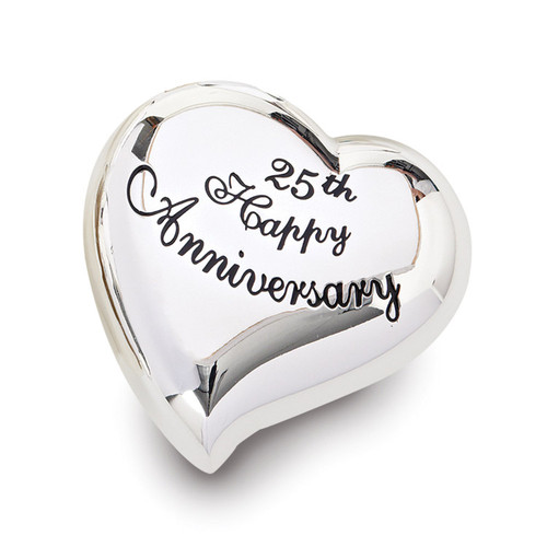 25th Anniversary Heart Keepsake Box Silver-tone Engravable, MPN: GM19113, UPC: 89945575392