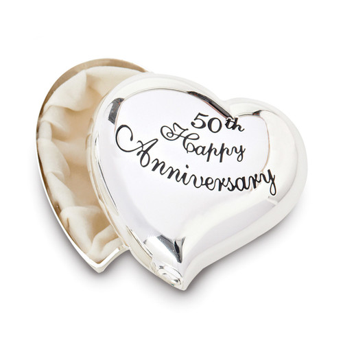 50th Anniversary Heart Keepsake Box Silver-tone, MPN: GM19115, UPC: 89945575415