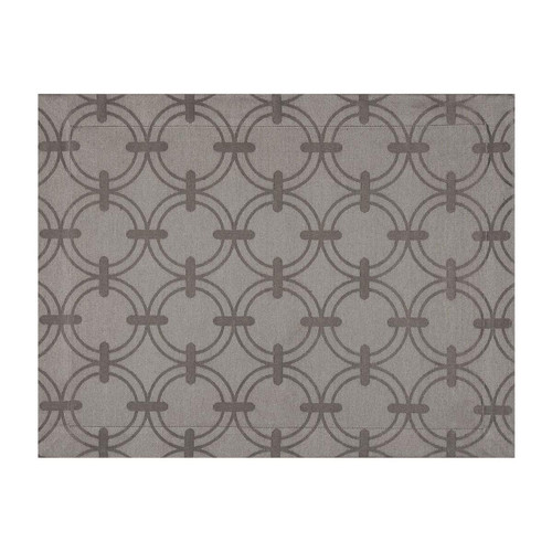 Le Jacquard Francais Anneaux Taupe Tablecloth Round 67 Inch 22571