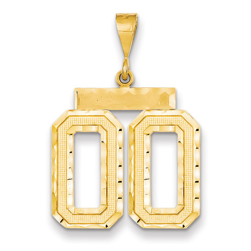 Casted Large Diamond Cut Number 00 Charm 14k Gold MPN: LN00T
