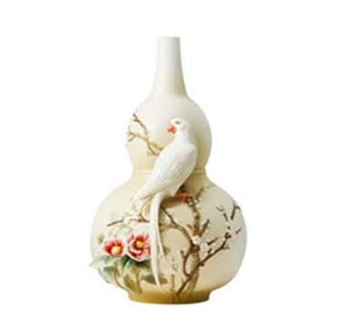 Franz Porcelain Parrot Plum Camellia Vase FZ03675