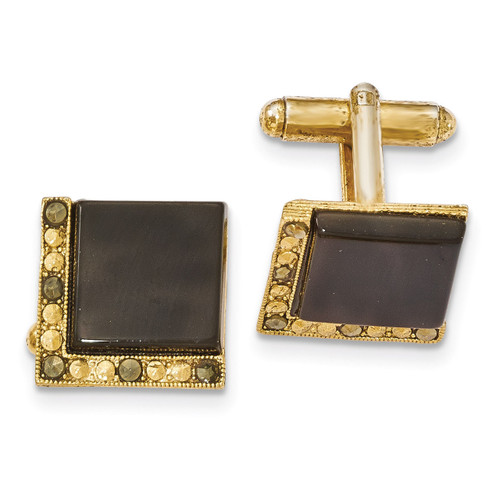 Black Onyx & Marcasite Cufflinks Gold-tone BF2712
