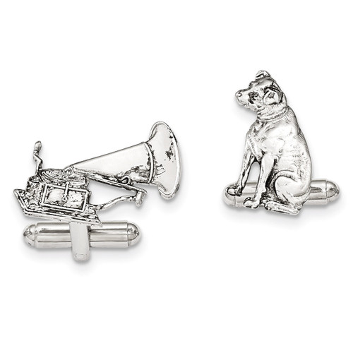1 Dog 1 phonograph Cufflinks Silver-tone BF2737