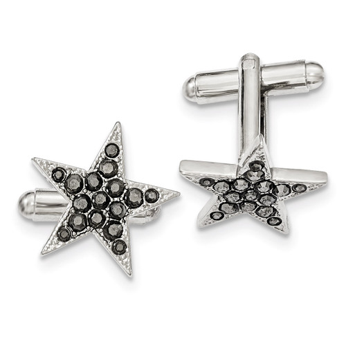 Black Crystal Star Cufflinks Silver-tone BF2751