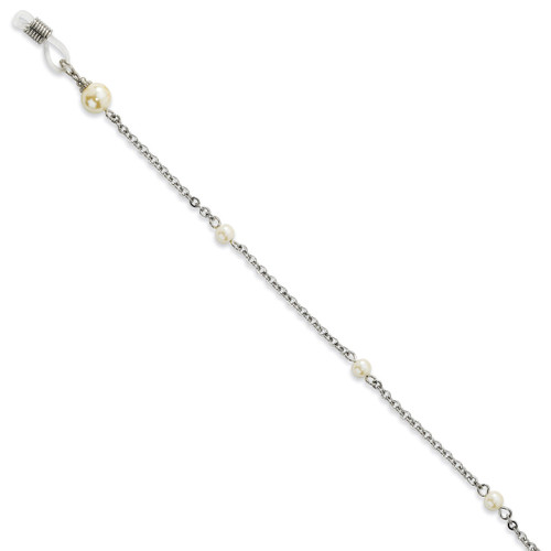 Cultura Simulated Pearl Eye Simulated Holder Silver-tone 30 Chain BF594