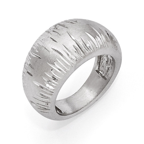 Radiant Essence Rhodium-Plated Brushed & Diamond-cut Ring Sterling Silver MPN: QLR107-6