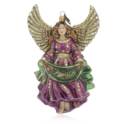 Jay Strongwater Joy to the World Angel Glass Ornament SDH2243-250