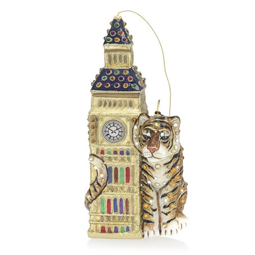 Jay Strongwater Big Ben with Tiger Glass Ornament SDH2278-280