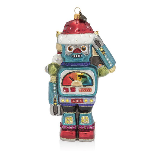 Jay Strongwater Vintage Toy Robot Glass Ornament SDH2282-250