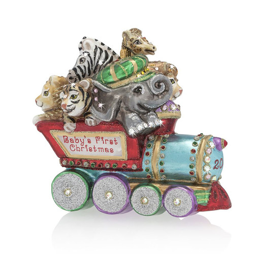 Jay Strongwater Baby's First Christmas Train Glass Ornament SDH2287-250