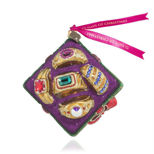 Jay Strongwater Five Golden Rings Glass Ornament SDH2298-250
