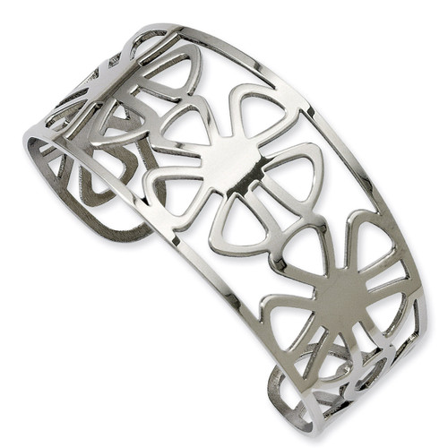 Flower Cuff Bangle - Stainless Steel SRB670