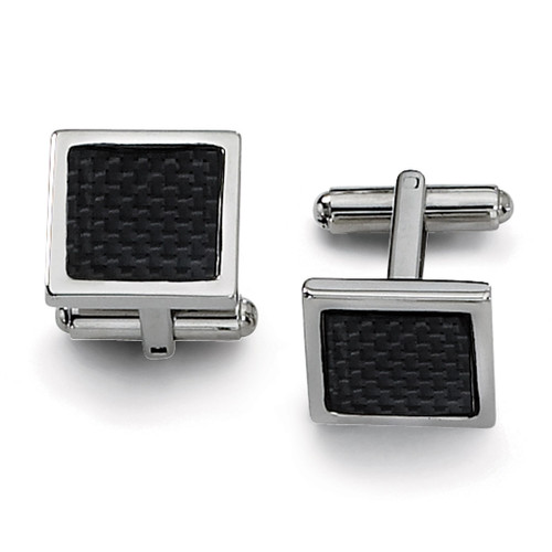 Black Carbon Fiber Cufflinks - Stainless Steel SRC167