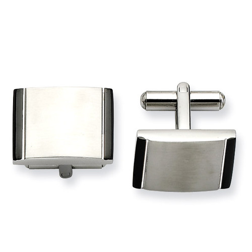 Black Acrylic Cufflinks - Stainless Steel SRC196