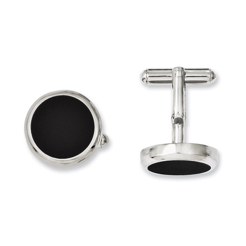 Black IP-plated Circle Cufflinks - Stainless Steel SRC221