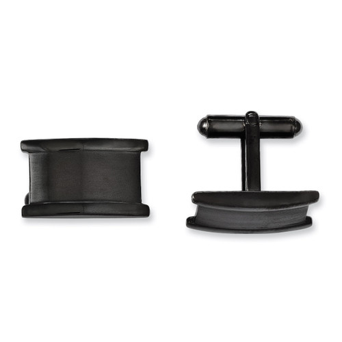 Black IP-plated Brushed & Polished Cufflinks - Stainless Steel SRC233