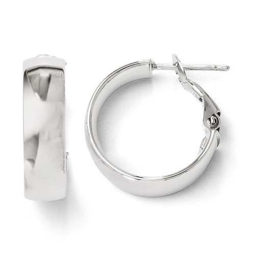 Polished Hoop Earrings - 14k White Gold 124A