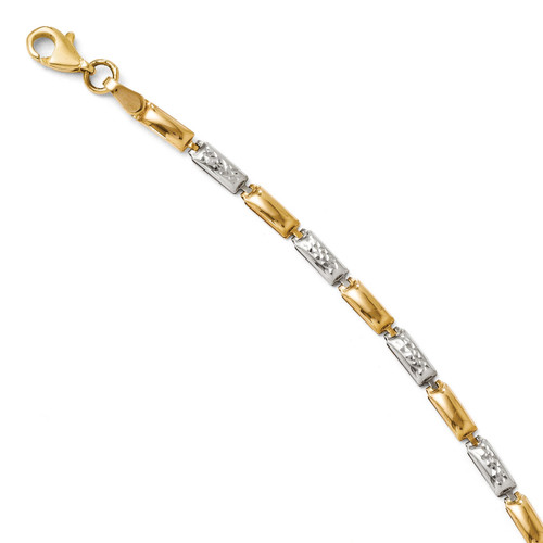 Rhodium Diamond-cut Bracelet 7 Inch - 14k Gold 3997-7