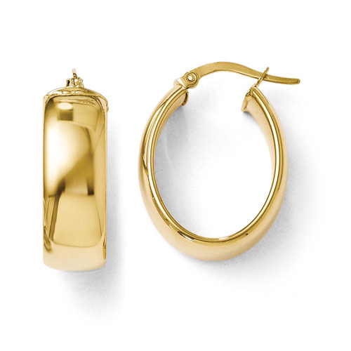 Polished Oval Hoop Earrings - 14k Gold LE295