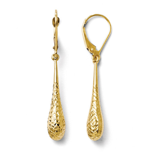 Diamond-cut Dangle Leverback Earrings - 14k Gold LE603