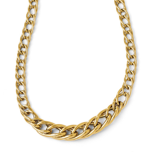 Polsihed Fancy Link with 2 Inch Extension. Necklace - 14k Gold LF162-18