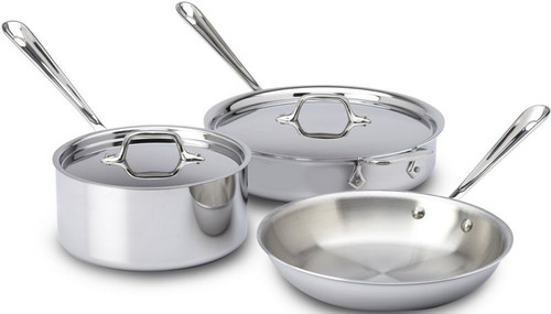 All Clad Stainless Steel 3-Ply 5- Piece Cookware Set