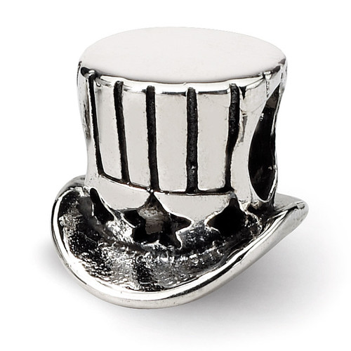 Uncle Sam Tophat Bead - Sterling Silver QRS1075