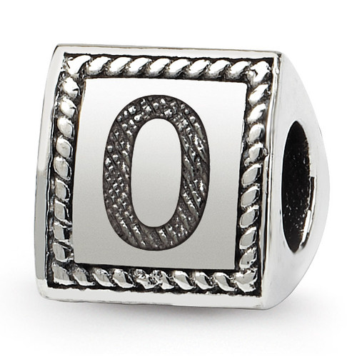 Number 0 Triangle Block Bead - Sterling Silver QRS1429N0