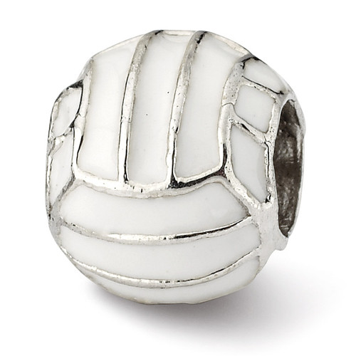 Enameled Volleyball Bead - Sterling Silver QRS1973