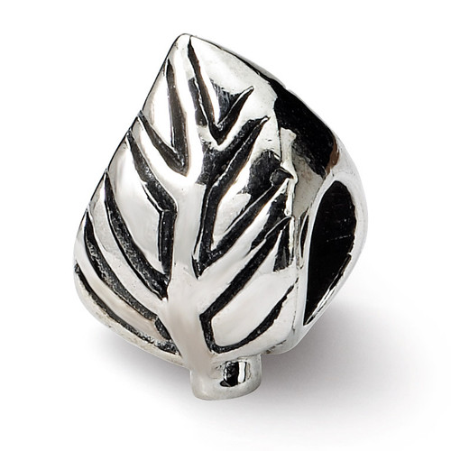 Leaf Design Bead - Sterling Silver QRS239