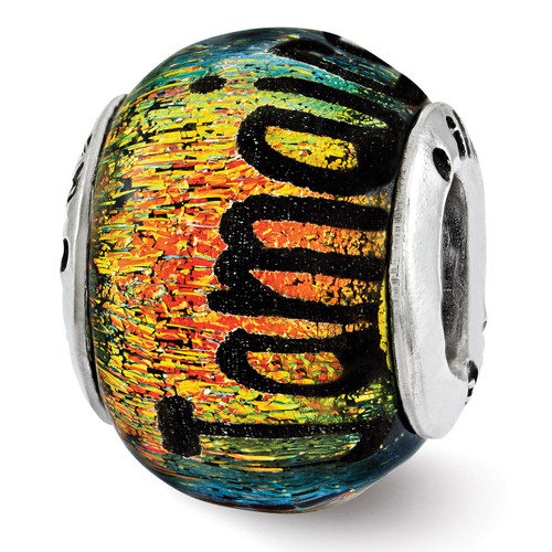 Jamaica Orange Dichroic Glass Bead - Sterling Silver QRS3117