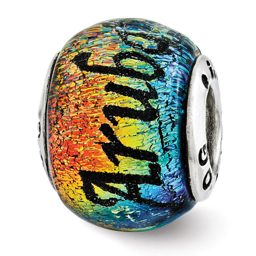 Aruba Orange Dichroic Glass Bead - Sterling Silver QRS3125