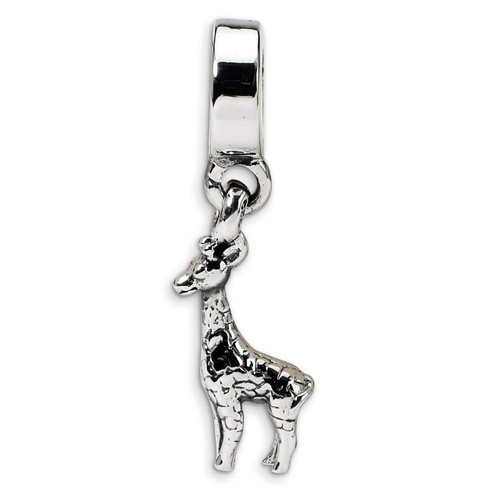 Giraffe Dangle Bead - Sterling Silver QRS522