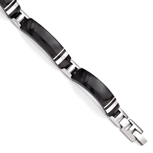Edward Mirell Black Titanium & Sterling Silver Polished Bracelet EMB131-8